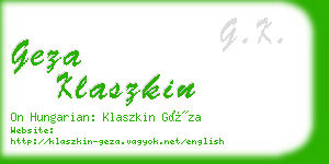 geza klaszkin business card